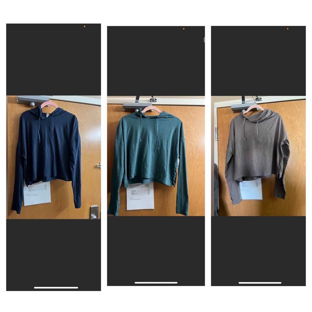 3 like new 90 degree crop hoodies